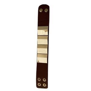 mixed media brown leather wrist band bracelet